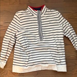 Vineyard Vines White and Navy Striped Sweatshirt